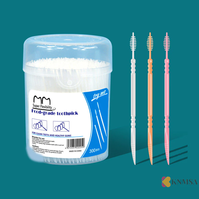 KNMSA] 300pcs พลาสติก Double-Interdental แปรงไหมขัด Stick ปากสุขอนามัยไม้จิ้มฟันพลาสติกแปรงสีฟันแปรงทําความสะอาดฟัน Ssnnavant nam