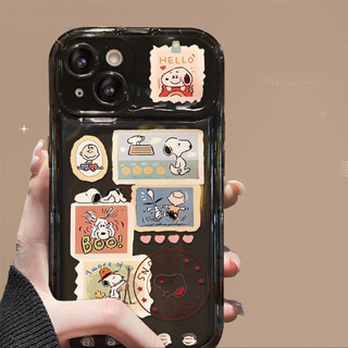 สำหรับ iPhone 11 15 14 13 12 Pro MAX 7 8 Plus X XR XS MAX เคส การ์ตูน สนูป กรณีโทรศัพท์กระจกพลิก ซิลิโคนนุ่ม TPU Case