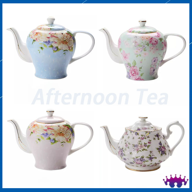 Bone China Tea Set Gilded Flower Coffee Pot and Coffee Cup Ceramic Afternoon Tea Cup and Saucer Mug