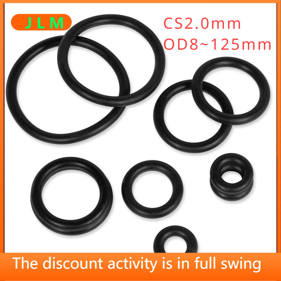 ( Jlma3 Nbr แหวนปิดผนึกสีดํา O-Ring แหวนยางซิลิโคนทนอุณหภูมิสูงซีลชิ ้ นส ่ วนปะเก ็ นกลม [CS2.0mm * OD8 ~125mm ] ปะเก ็ น
