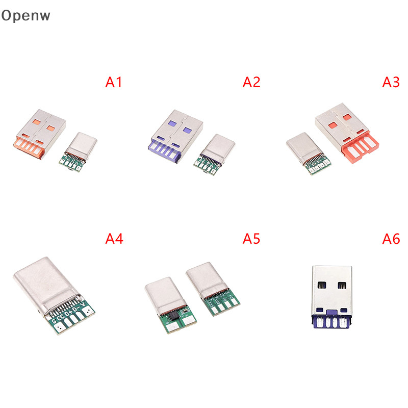 【Openw 】 Fast Charge Type-C USB 65W 5A ตัวเชื ่ อมต ่ อชายเชื ่ อม 5Pin PCB + ประเภท A ชาย 6 ขา USB DIY OTG ชุดชาร ์ จข ้ อมูลดี