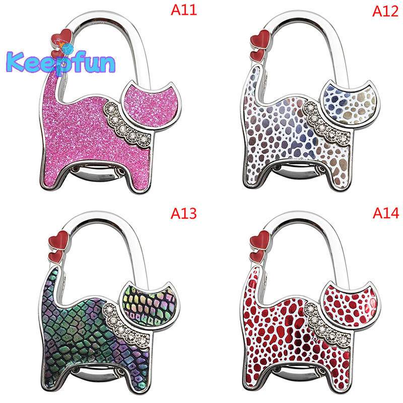 [Keepfun ] New Cat Shape Folding Handbag Hook Holder Purse Hanger Table Edge Hanging Hooks [ ใหม ่ ]