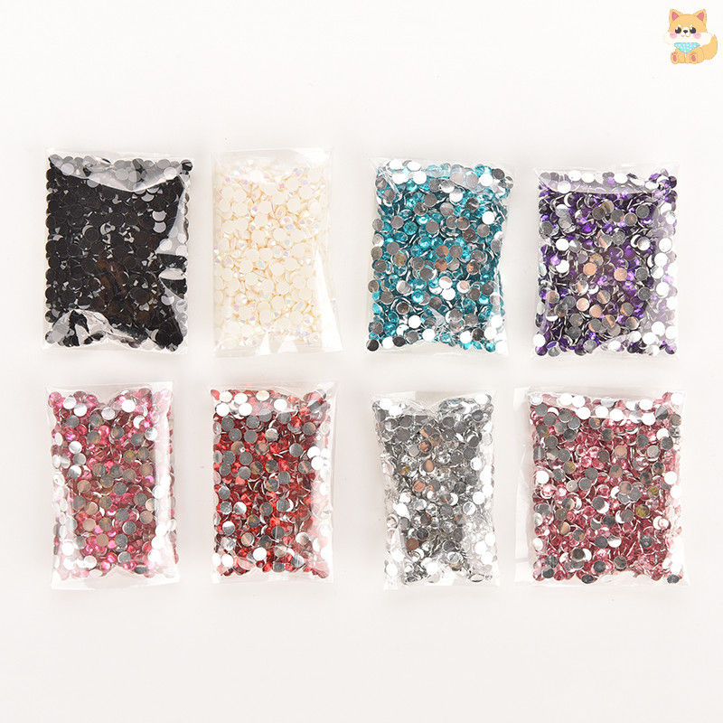 [VI ] จํานวนมาก 1000 ชิ ้ น Rhinestone Facets Flatback คริสตัลรอบลูกปัดเล ็ บ DIY 4 มม.ใหม ่ TH