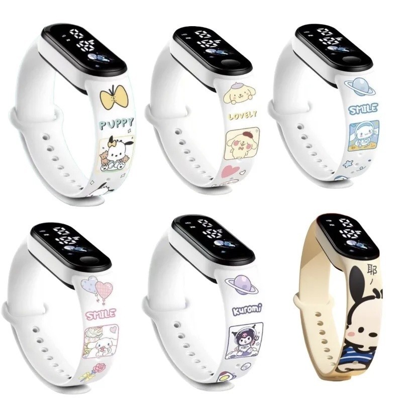 การ ์ ตูน Sanrio Cinnamoroll นาฬิกานักเรียนมัธยมต ้ นนาฬิกาซิลิโคนดิจิตอล Led กีฬาอิเล ็ กทรอนิกส ์ นาฬิกาแฟชั ่ น