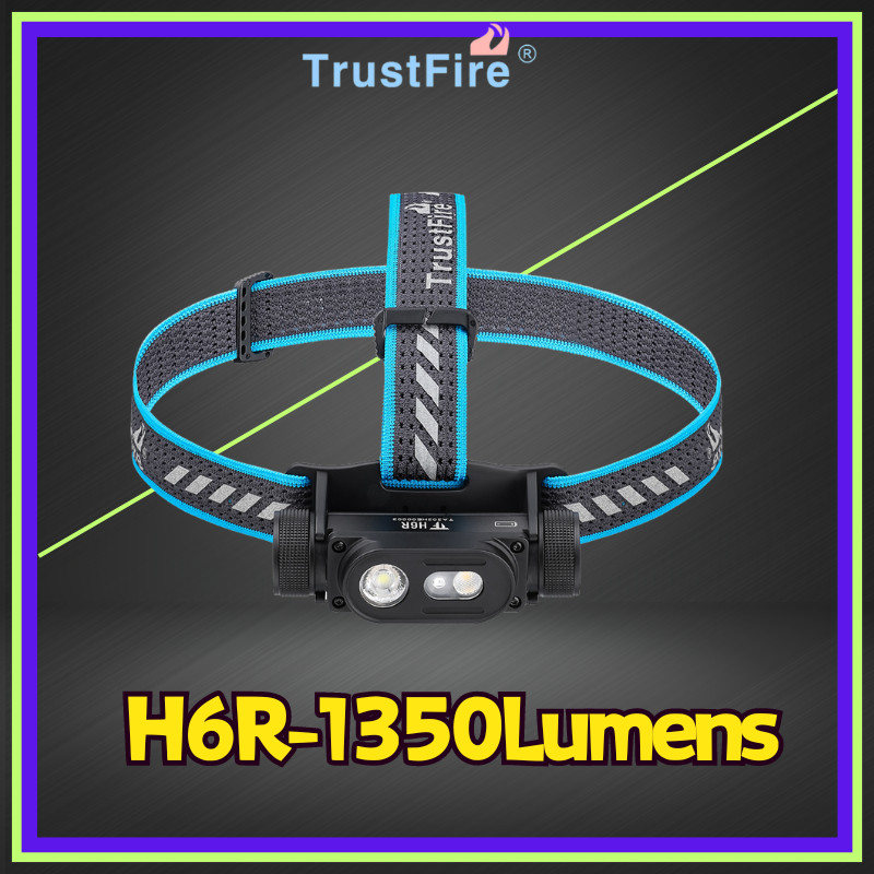 Trustfire H6R USB ไฟหน ้ าแบบชาร ์ จไฟได ้ 1350 Lumen สีแดงสีขาว LED ทํางาน 18650 หัวพร ้ อมสปอตไลท 