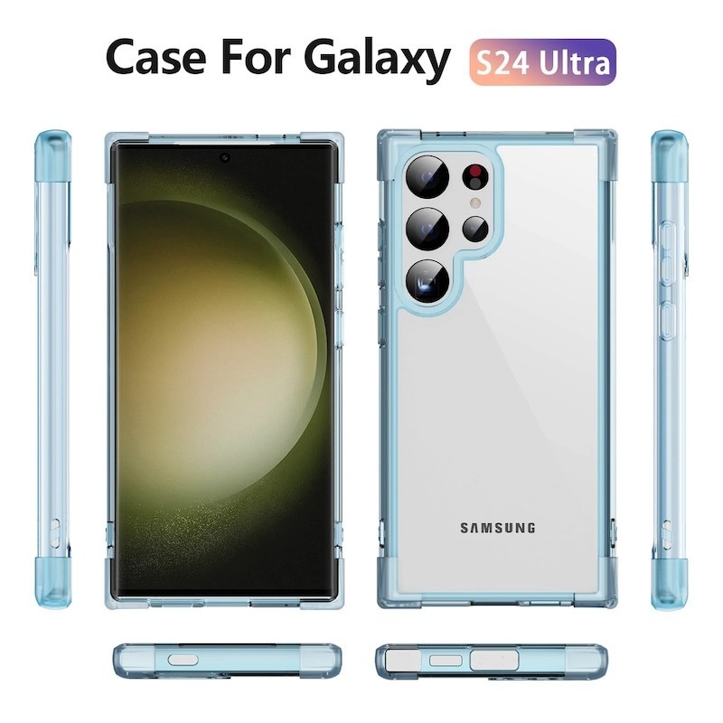 สีลูกกวาดโปร่งใสสําหรับ Samsung Galaxy S24 S23 S22 S21 หมายเหตุ 20 Ultra S22 Plus เคสโทรศัพท์กันกระแทก