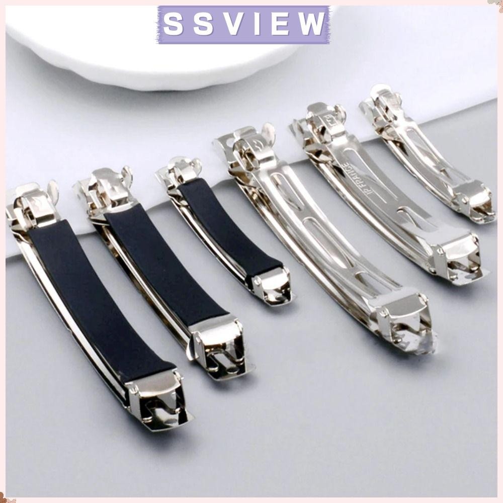 Stillsaview 10 ชิ้นกิ๊บติดผมฤดูใบไม้ผลิ, ฝาครอบสีดํา Anti-slip Barrette, โลหะผสมสังกะสีเครื่องประดับทําฐานเปล่าคลิปอัตโนมัติ Hairpins อุปกรณ์เสริม