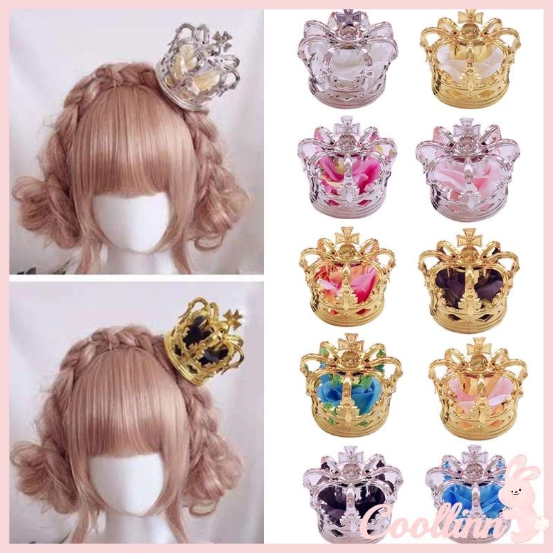 Coo Lolita Princess 3D Tiara Crown Luxuries ประดิษฐ ์ Rose ดอกไม ้ คอสเพลย ์ Headdress อุปกรณ ์ เสริมผมคลิปริบบิ ้ น