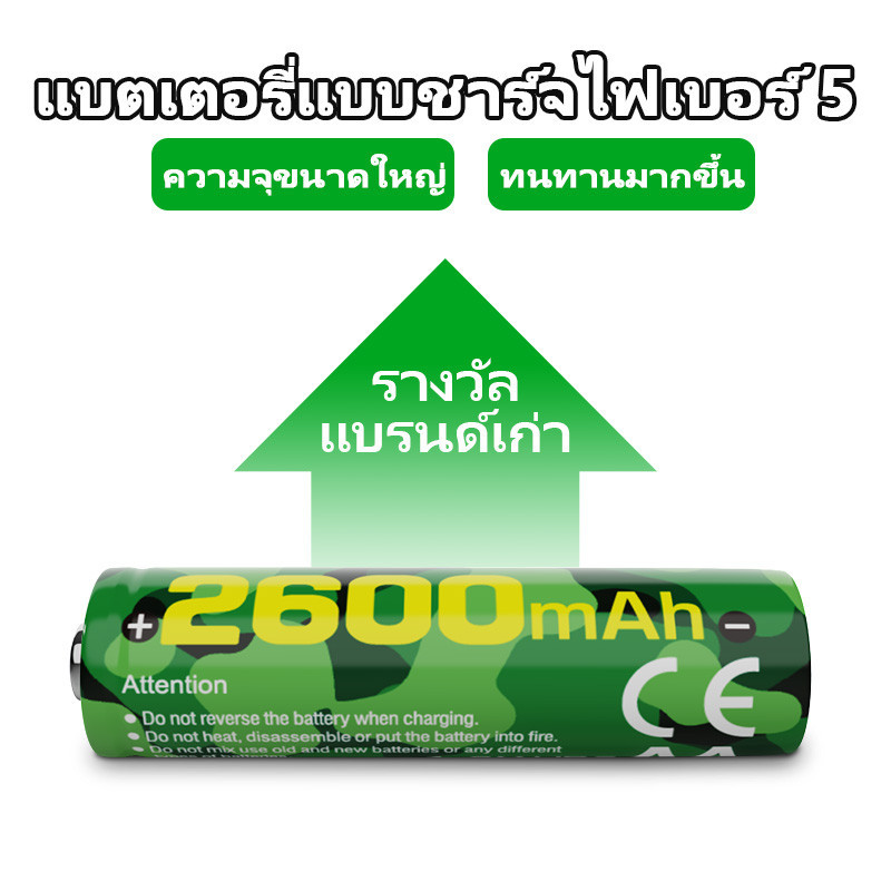Yonii ถ่านชาร์จaa 2600mAh/aaa 900mAh（แทนที่ 1.5V）+ DN4 LCD type c 4 ก้อน ที่ชาร์จถ่าน AA AAA