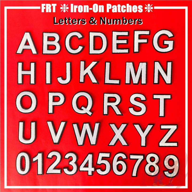 Classic Black & White English Letters / Numbers Iron-on Patch 1 ชิ้นตัวอักษร DIY เหล็กบนเย็บป้ายแพทช์ตกแต่งผ้า
