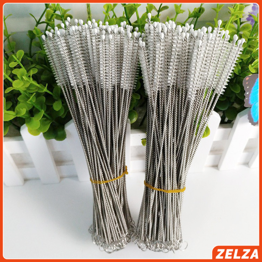 ZELZA แปรงล้างหลอดดูด จุกนม ขนไนล่อน ไม่ทำให้เป็นรอย  Stainless steel soft straw straw brush