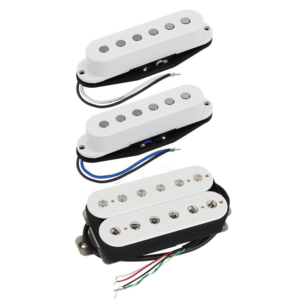 Fleor 3 ชิ้น Alnico 5 กีตาร์ Single Coil-Single Coil-Humbucker Pickup สีขาว SSH กีตาร์รถกระบะชุด