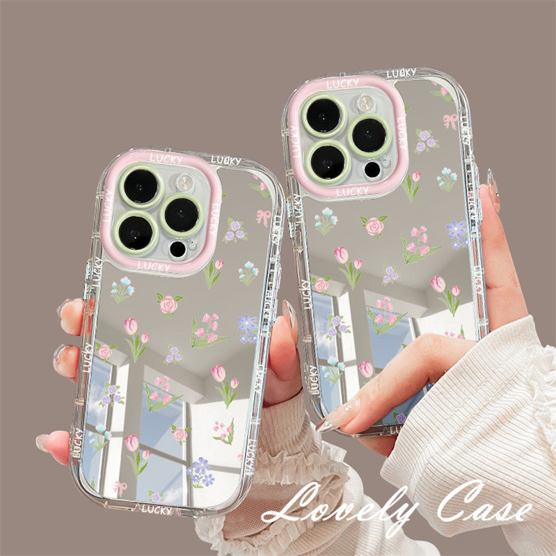 Ins Original สําหรับ Vivo Y28 Y18 Y17s Y02s Y15A Y17 Y20 Y21 Y22 Y50 Y95 Mini ดอกไม้ครีมกระจกเคสโทรศัพท์เคลือบเงาซิลิโคนป้องกันปกอ่อน