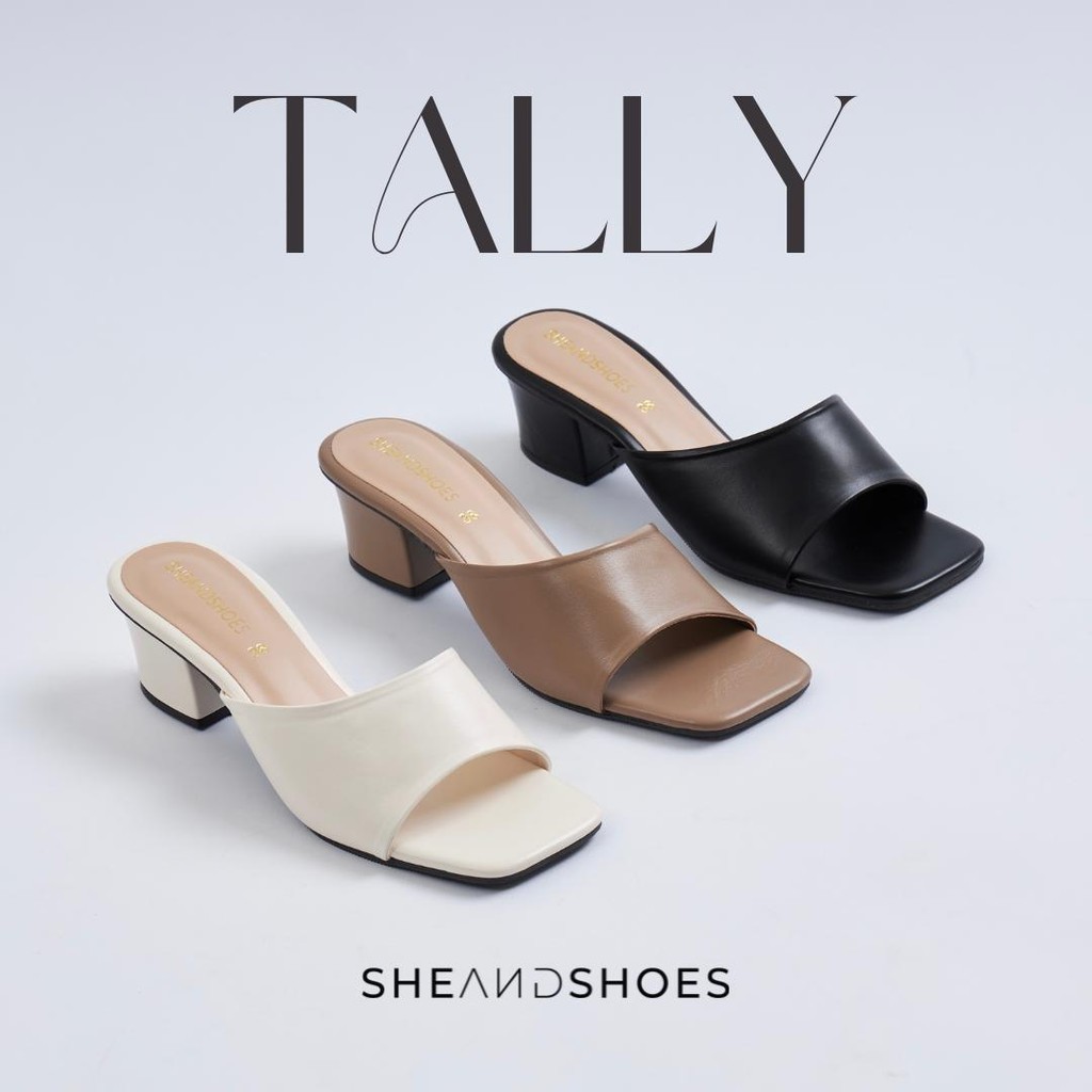 Tally รองเท้าส้นสูง 1.5 นิ้ว [ Sz. 36-42 ]ใส่เดินสบาย หนังนิ่ม *** สำหรับเท้าอวบ/กว้าง บวกเพิ่มไซส์ ***