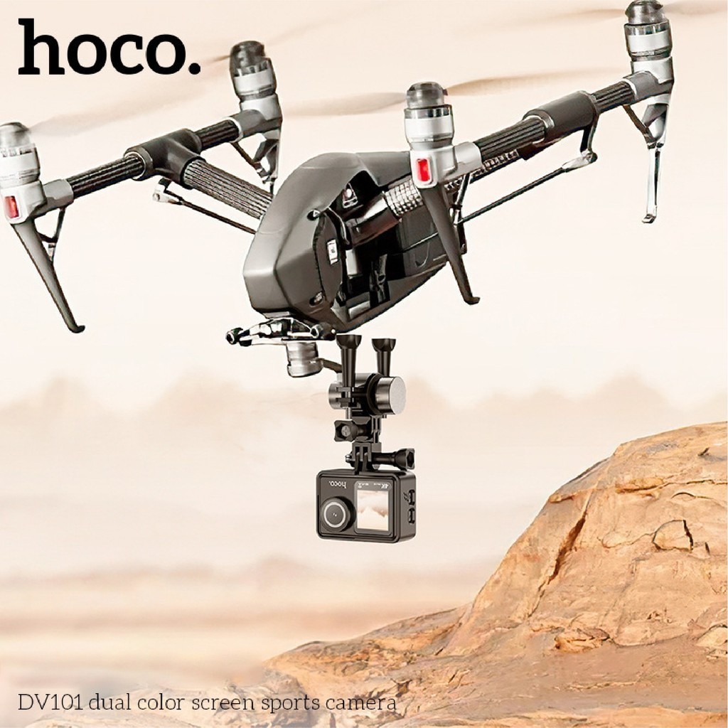 HOCO รุ่น DV101 กล้องแอคชั่น หน้าจอคู่ กล้องกันน้ำลึก 30M เลนส์ไวด์ 150 องศา 4K 2160P / 30fps