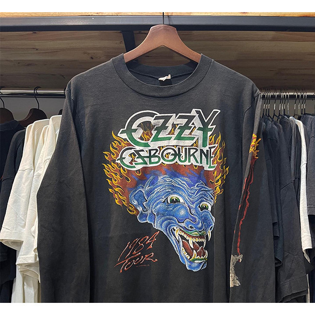 พร้อมส่ง OZZY OSBOURNE เสื้อยืดแขนยาวผ้าฝ้ายแท้ Vintage 90s High Street