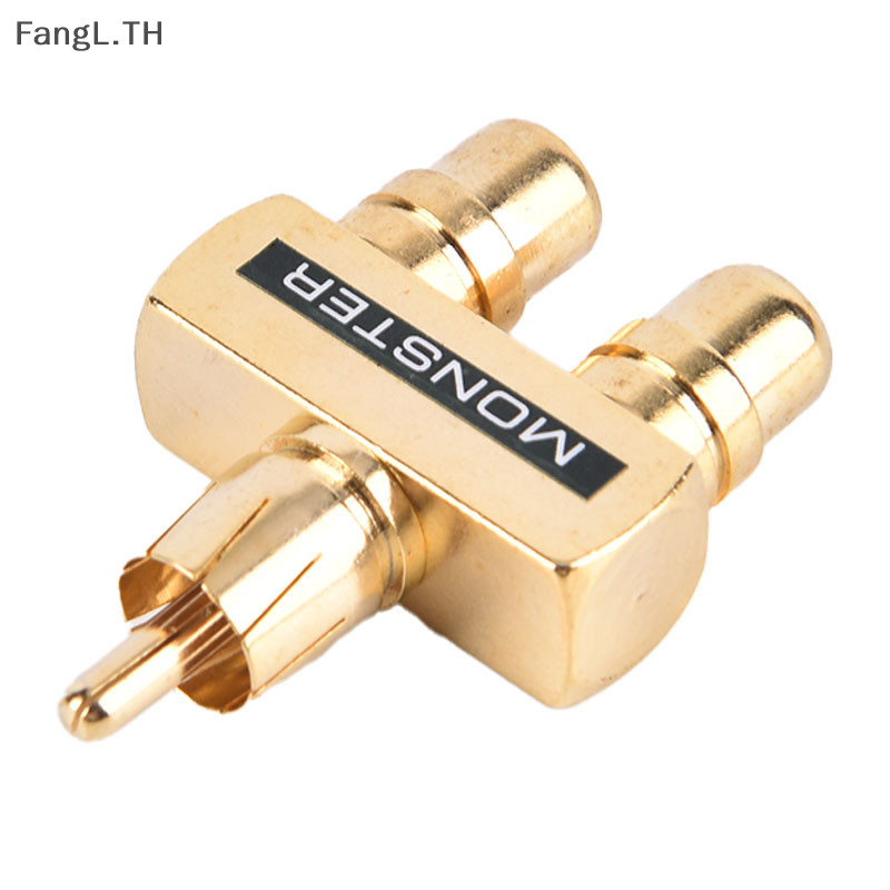 [ดี] ทองแดงชุบทอง RCA Audio Video Splitter 1 อะแดปเตอร์แปลงชายถึง 2 หญิง [ใหม่]