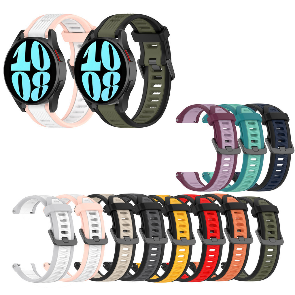 SAMSUNG 20มิลลิเมตรกีฬาเปลี่ยนสายนาฬิกาสําหรับsamsung Galaxyนาฬิกา4 6คลาสสิก46มม.42มม.43มม.47มม.ตรทูโทนซิลิโคนสายสร้อยข้อมือสําหรับSamsung Galaxyนาฬิกา4 5 6 7 44มม.40มม.Galaxyนาฬิกา5 pro Galaxy FE 40มม.