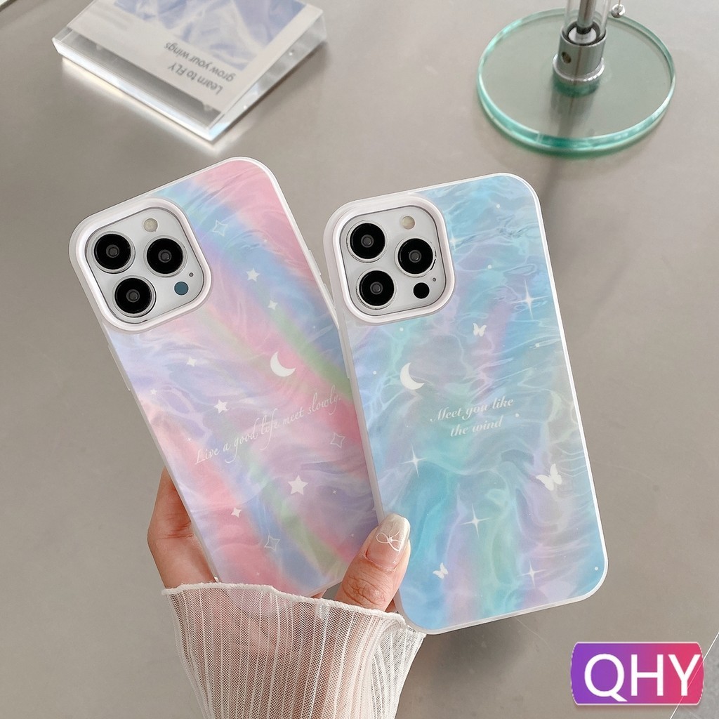 Qhy - ใหม่ 2 ใน 1 ความรู้สึกผิวระลอกน้ําเคสโทรศัพท์ไล่โทนสีเข้ากันได้สําหรับ iphone 15 14 11 12 13 pro max ป้องกันการลื่นไถลกันเหงื่อ