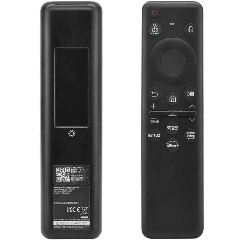 Voice Solar Cell รีโมทคอนโทรลแบบชาร์จไฟได้สําหรับ Samsung TV, BN5901432A, TM2360E, 2023, LS03C, Q60C