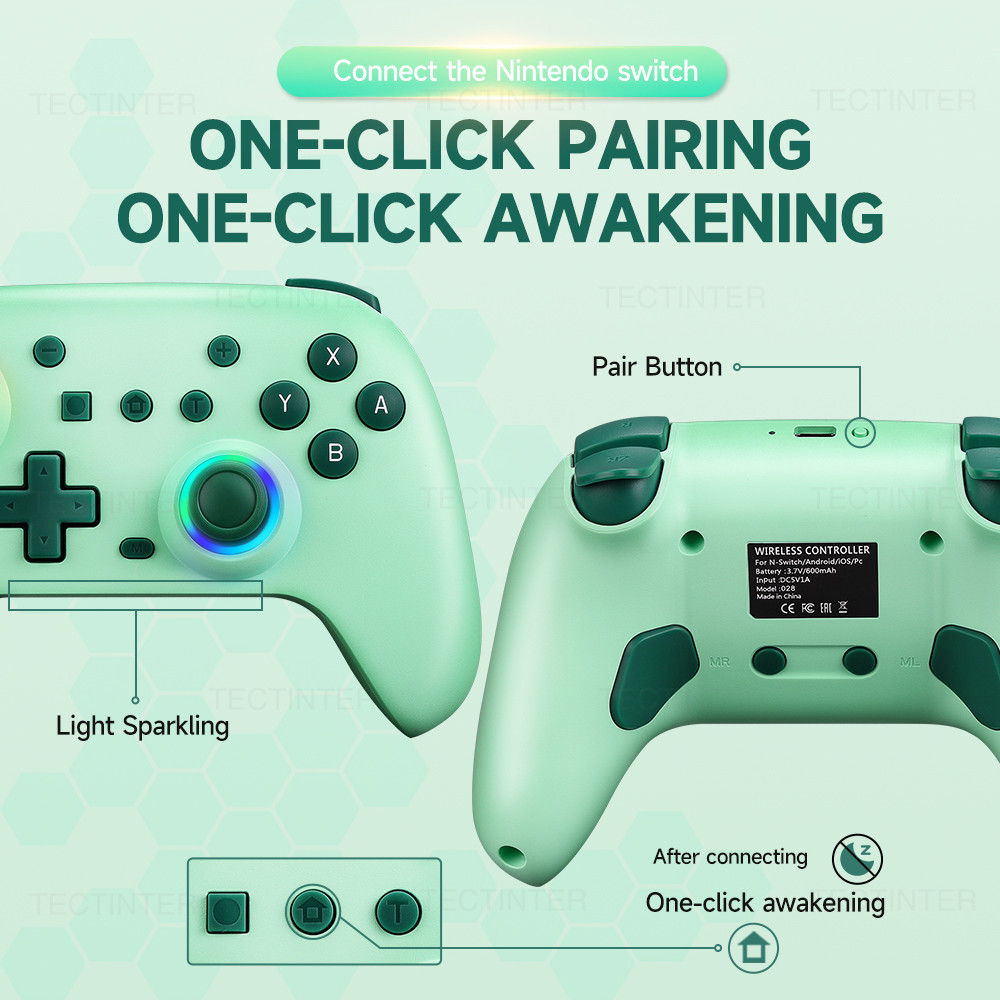 คอนโทรลเลอร์บลูทูธไร้สายคอนโทรลเลอร์ RGB สําหรับ Nintendo Switch/OLED/Lite/PC/เกมมือถือจอยสติ๊กมัลติฟังก์ชั่น