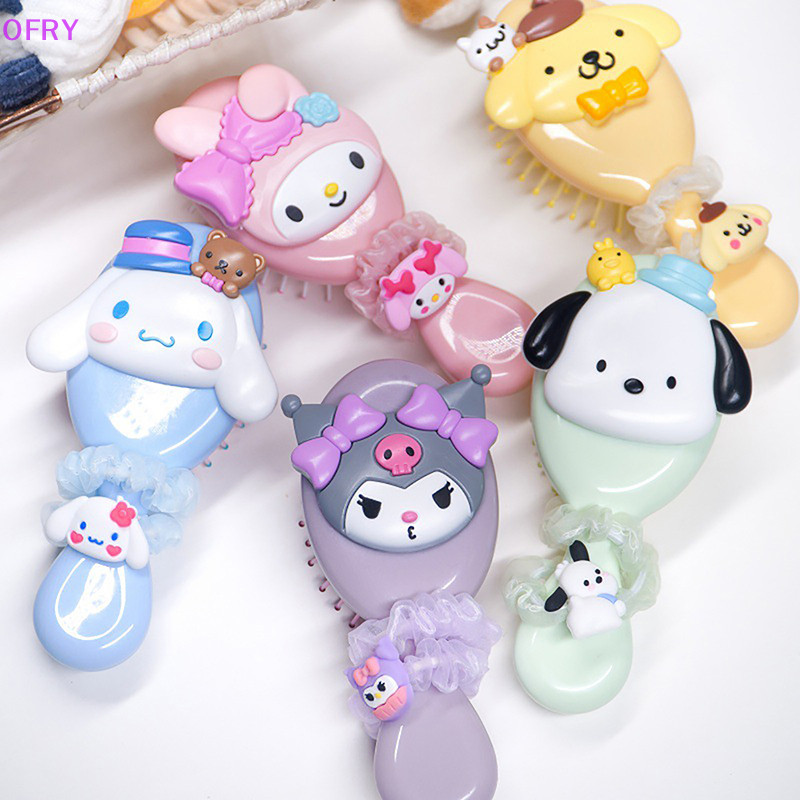ของ Sanrio Air Cushion หวีนวด Cinnamoroll Kuromi Mymelody Pochacco หวีแบบพกพาแปรงผมสําหรับสาวของขวัญการ์ตูน RY