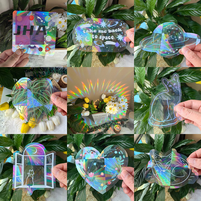 [JHA] Sun Catcher PVC Self กาวกระจกหน้าต่างสติกเกอร์แมว Moth Energy Suncatcher วอลล์เปเปอร์ Rain Prisms สติกเกอร์แสงแดด Decals ใหม่