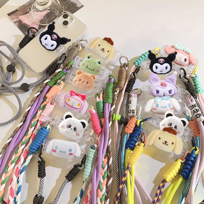 Diy การ์ตูน Sanrio สัตว์คลิปโทรศัพท์มือถือกรณี Lanyard Universal INS ออกแบบสายคล้องเครื่องประดับแนวทแยง