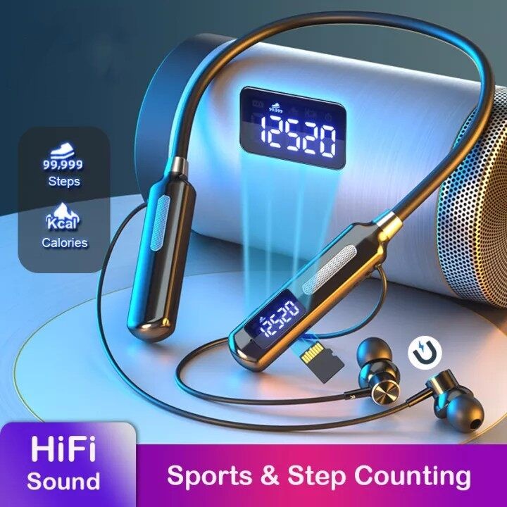 Bonine หูฟังไร้สายบลูทูธเพลงสําหรับเล่นเกมหูฟังชนิดใส่ในหูขั้นตอนการนับชุดหูฟังหูฟังคอแขวนกีฬาหูฟังก