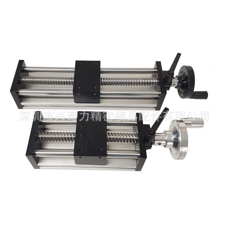 Transmission Ball Screw Rod ตรงรางท่องเที่ยวสไลด์ตารางโมดูลกีฬาพร้อม Manual Rocker Cross Lift ตรง Workbench