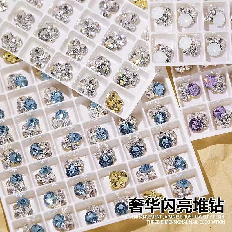 Nail Art Rhinestone สติ๊กเกอร์ติดเล็บตกแต่งคริสตัลเพชร DIY เครื่องประดับแก้วเงา 10 ชิ้น