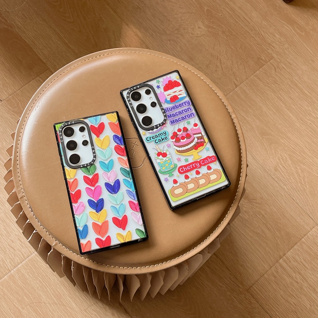 SAMSUNG ที่ไม่ซ้ํากันภาพวาดสีน้ํามันหัวใจรักขนมเค้กฝาครอบโทรศัพท์Samsung 22U/S23/S23+/S23U/S24/S24+/