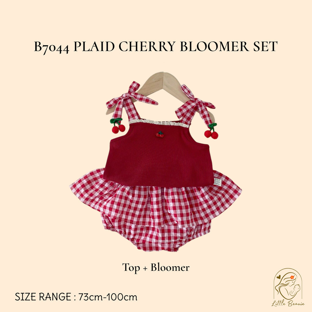 LittleBeanie B7044 PLAID CHERRY BLOOMING SET