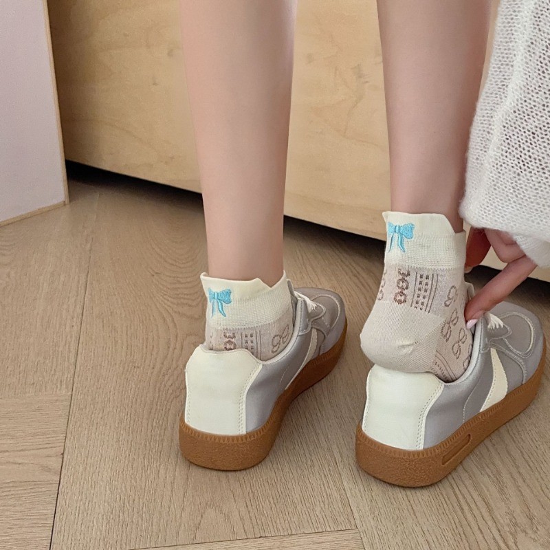 ถุงเท้าผู้หญิง สไตล์โบว์ญี่ปุ่น Lolita ทำจากผ้าฝ้าย breathable เหมาะสำหรับนักเรียนJK