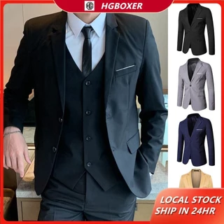 【จัดส่งในพื้นที่】เสื้อแจ็กเก็ตสูทลําลอง ทรงสลิมฟิต สไตล์เกาหลี สําหรับผู้ชาย