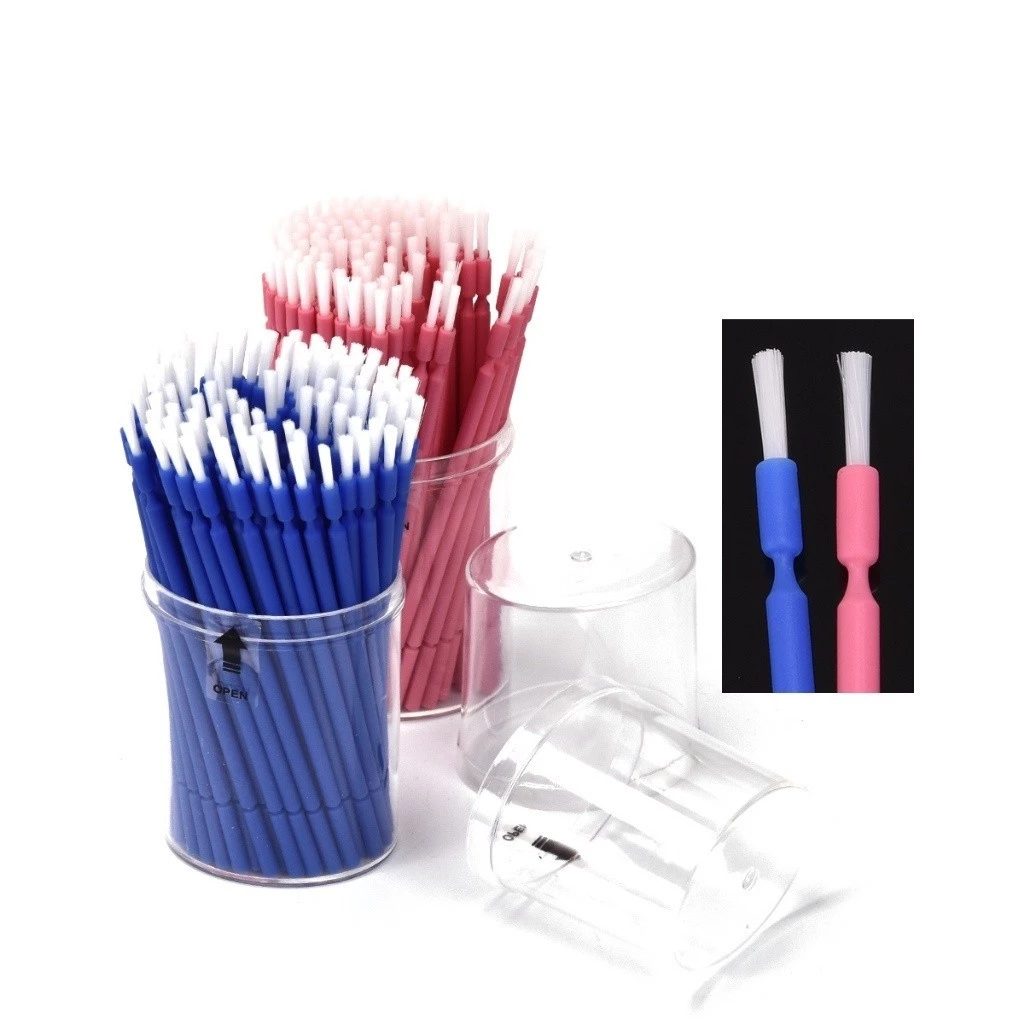 แปรงไมโครยาวทันตกรรมแบบใช้แล้วทิ้ง 100 ชิ้น - Gingival Applicator, 10 ซม., สีฟ้า/สีชมพูตัวเลือก