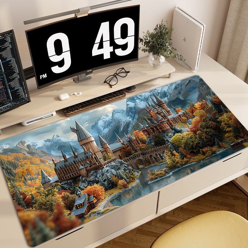 [700 * 300] แผ่นรองเมาส์ Harry Potter School of Magic Magic Magic Castle แผ่นรองโต๊ะขนาดใหญ่หอพักคอมพิวเตอร์สํานักงานแผ่นรองแป้นพิมพ์กันลื่น