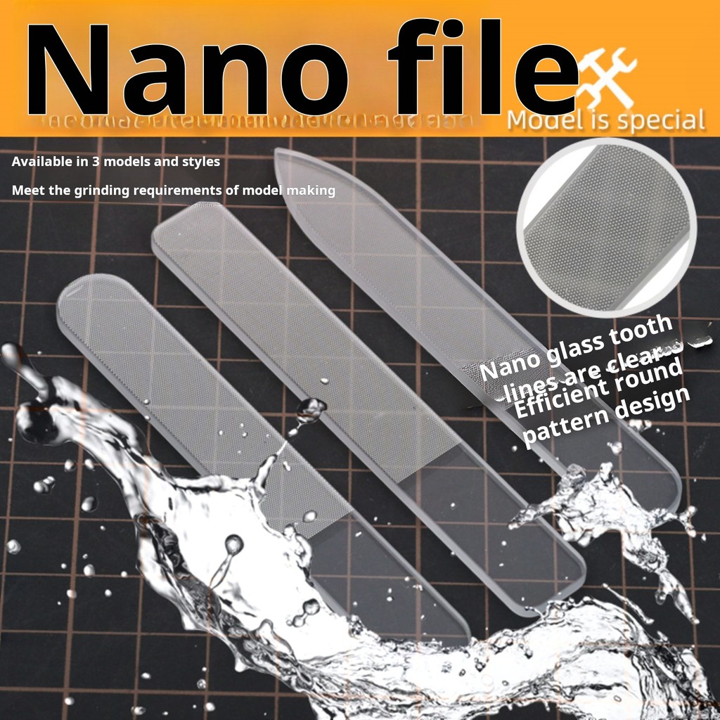 นาโนขัดแก้วไฟล์สําหรับกันดั้มรุ่นทหารกันพลาเครื่องมือบดพลาสติกรุ่นทําเครื่องมือขัดล้างทําความสะอาดได้ด้วยกล่องเก็บ0.3มม