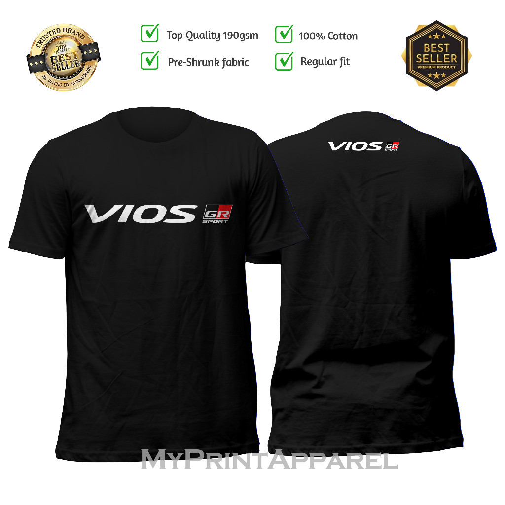เสื้อยืดรถสปอร์ต Toyota Vios GR-Sport เหมาะสำหรับแฟนคลับรถยนต์