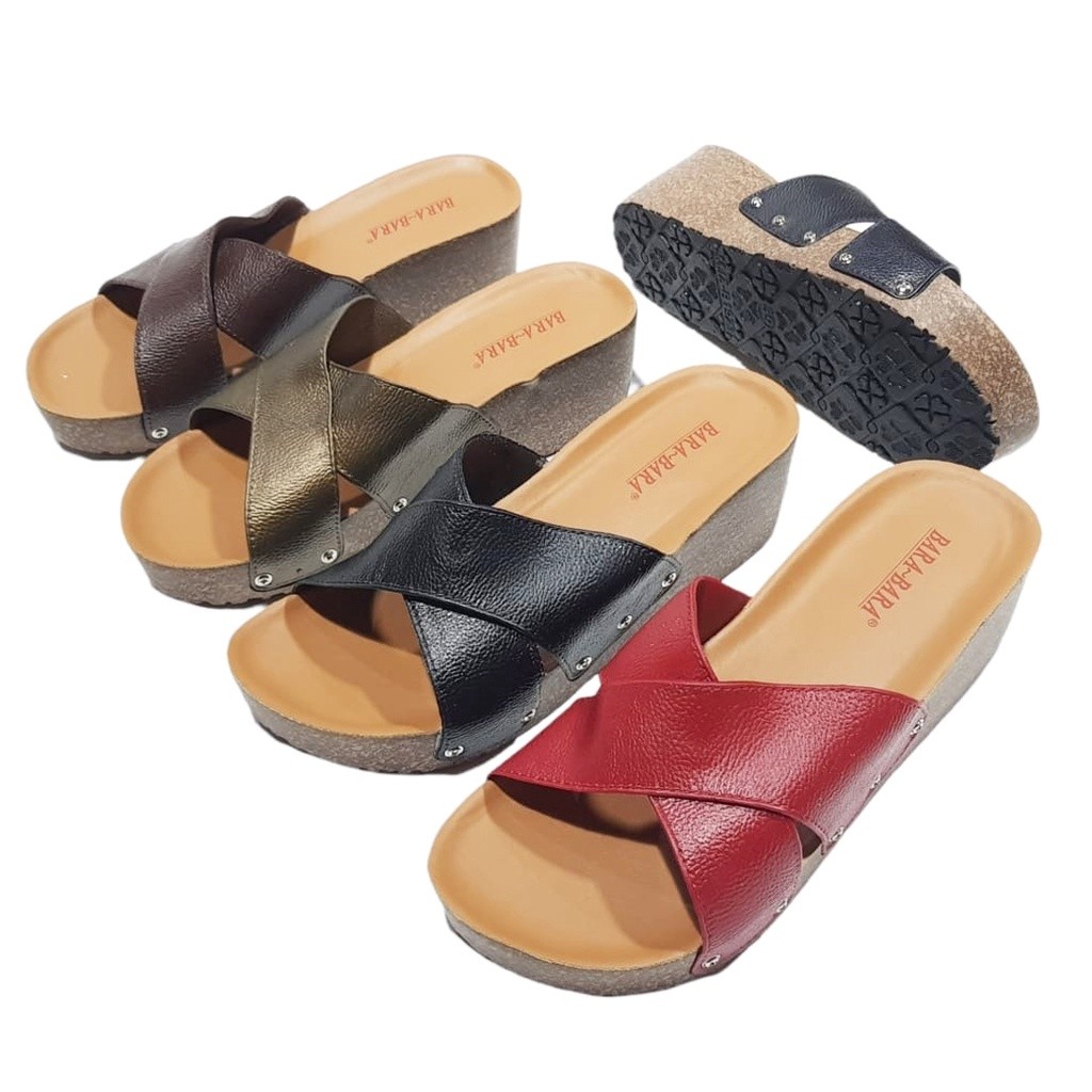 88 Bara~Bara รองเท้าแตะส้นเตารีด Womens Cross Strap MJZB1923SL (G2)