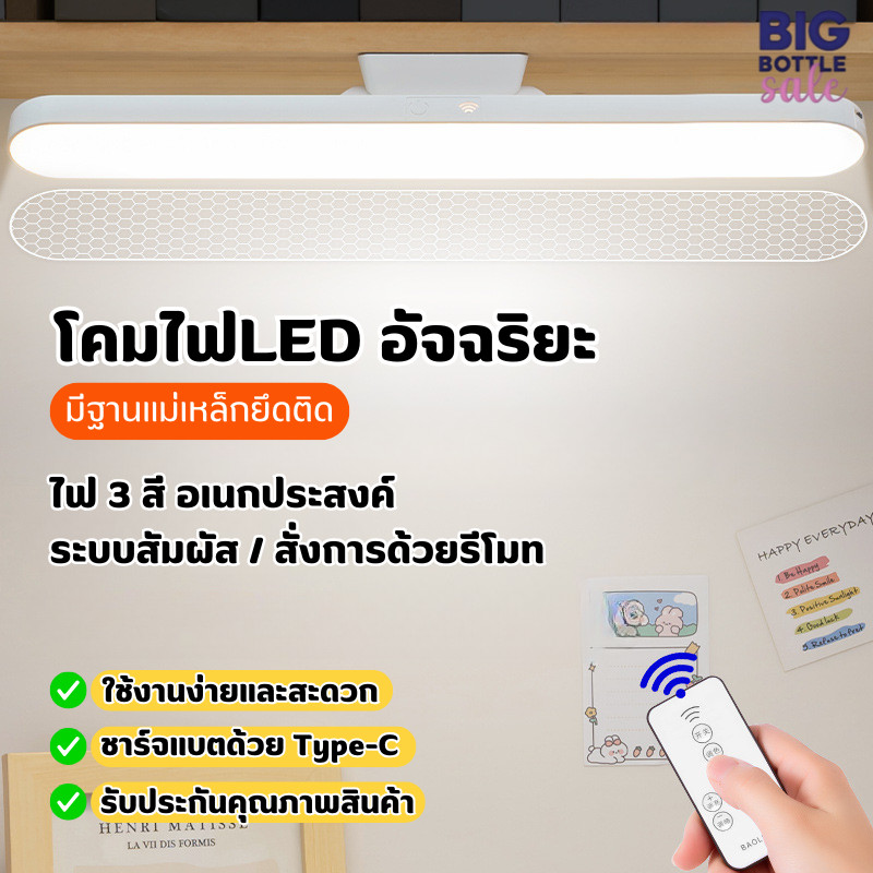 โคมไฟLED ไฟกลางคืน สำหรับตู้เสื้อผ้า ยึดด้วยแม่เหล็ก ไม่ต้องเจาะ USB การปรับรีโมทคอนโทรล (ไฟ1613)
