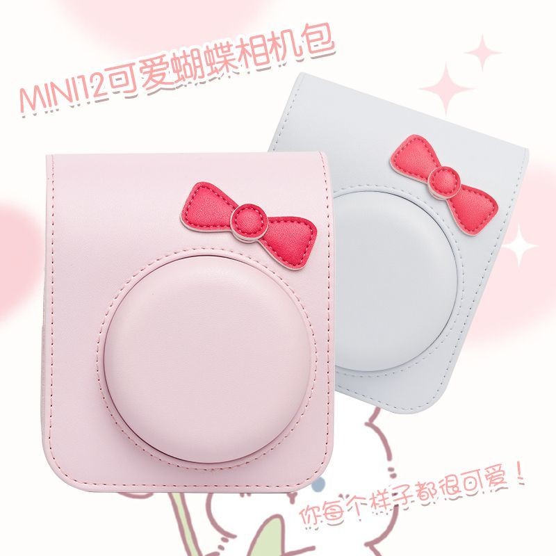 [1635 คอลเลกชันคน] Fuji Polaroid mini12 เคสป้องกัน mini11 กระเป๋ากล้องน่ารักการ์ตูน pu หนังโบว์กระเป๋าแนวทแยงแขวน~250309