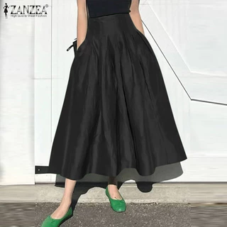 ZANZEA ใส่ ซานเซีย ผู้หญิงแฟชั่นเกาหลีสันทนาการเอวสูงจีบกับกระเป๋ากระโปรงครึ่ง