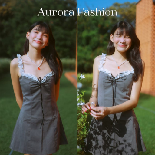 Aurora🛒พร้อมส่ง🚚 (รูปถ่ายจากงานจริง) ชุดเดรส สายเดี่ยว รัดรูปสไตล์เกาหลี น่ารัก