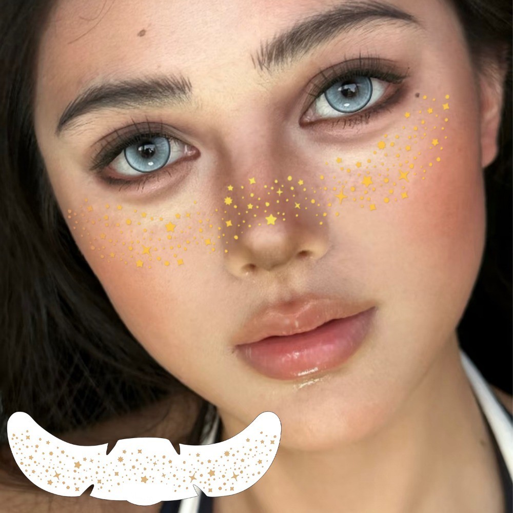 Glitter Freckle Faceสติกเกอร์กันน้ําStar Dots Paster Love DIY Body False Tattoo PatchเทศกาลเพลงCosplay Decor Decals - รูปที่ 3