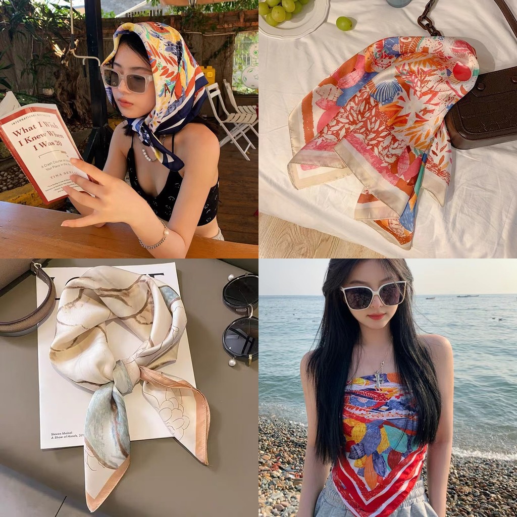 【70x70 ซม】ผ้ามัดผมเกาหลี