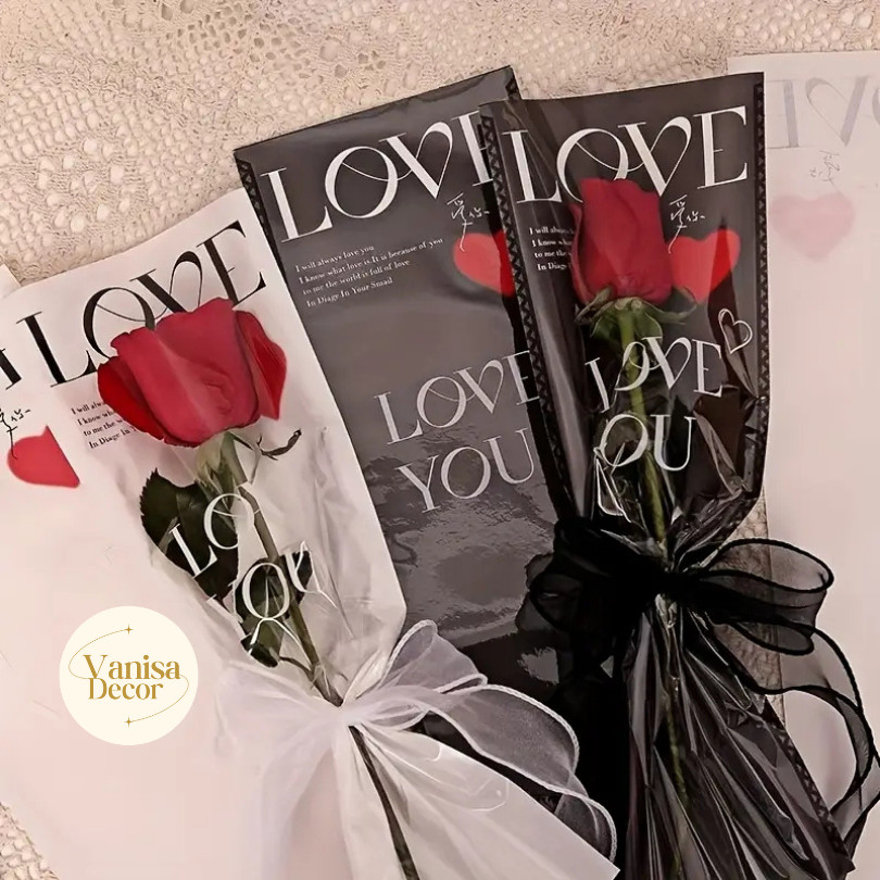 (แพ็ค 20แผ่น) ซองใส่ดอกไม้ ถุงห่อดอกไม้ กระดาษคราฟท์สกรีนลาย LOVE ซองพลาสติกห่อดอกไม้ พร้อมส่งจากไทย ราคา ถูกที่สุด ดีลบีเคเค แกลเลอรีภาพที่ 2