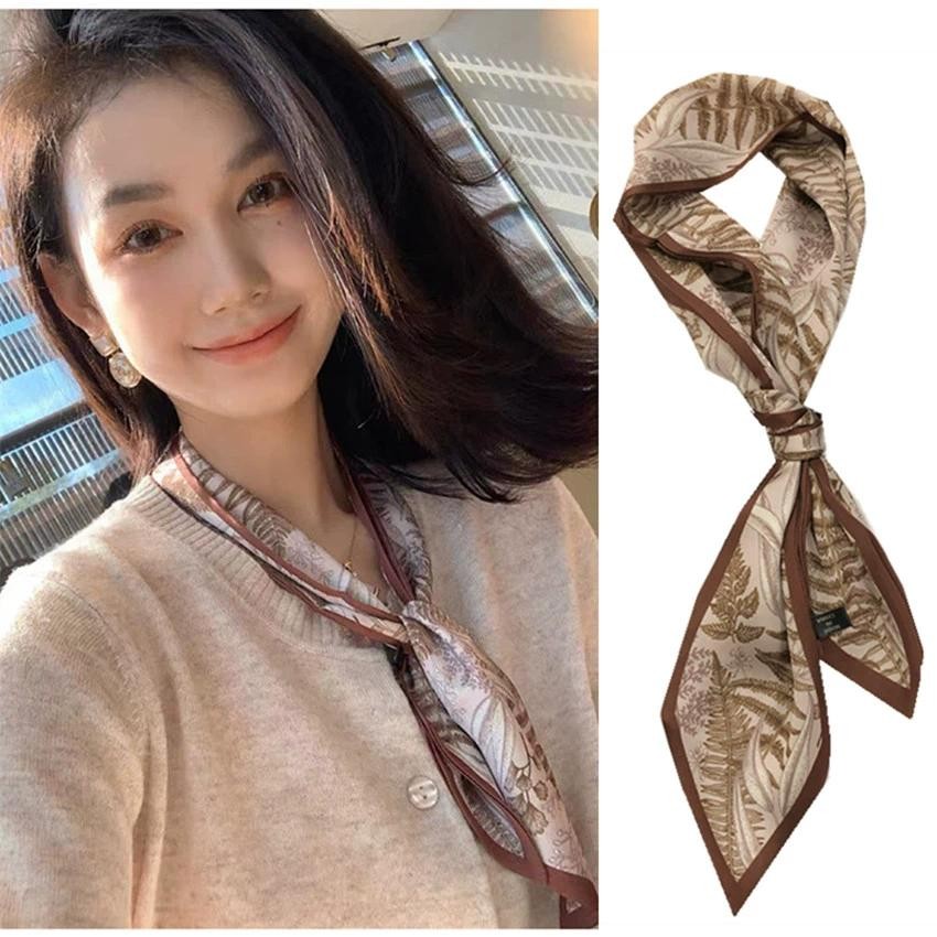 เวอร์ชั่นเกาหลีของอารมณ์ผ้าพันคอผู้หญิงยาวผ้าพันคอไหมวินเทจสวมใส่กับเครื่องประดับ