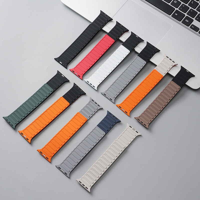 สายรัดซิลิโคนแม่เหล็กกันน้ำเข้ากันได้กับ iwatch band Ultra 2 49 มม. 46 มม. 42 มม. 44 มม. 45 มม. 41 มม. 38 มม. 40 มม.