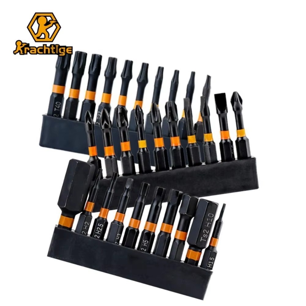 Kractige ชุดไขควงมัลติฟังก์ชั่น Phillips Slotted T-Type Torx ด้ามจับหกเหลี่ยมสว่านไฟฟ้าเครื่องมือหัวไขควง